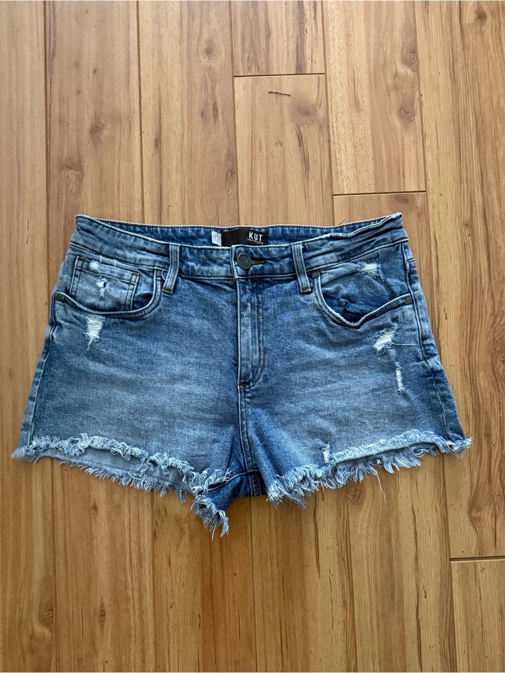 KUT Jane High Rise Denim Distressed Shorts